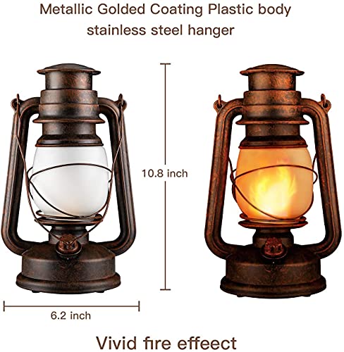 Led Vintage Lantern, Realistic Flicker Flame Outdoor Hanging Lantern Battery Operated Camping Night Lights With Remote Landscape Decorative For Garden Patio Deck Yard Path 2 Pack, Copper #TOP6