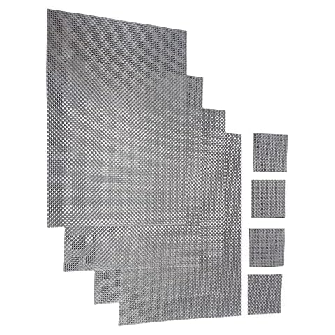 Large Silver Grey Table mats and coasters set of 4 plus 4 coasters, Woven PVC Dining Table Mats Cover