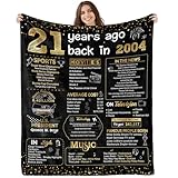21st Birthday Gifts for Her 21st Birthday Decorations for Him 21 Year Old Happy Birthday Gifts for Women Daughter Son Girl Boy Sister Bestie Soft Throw Blanket Back in 2004-60x50 Inch - Gold