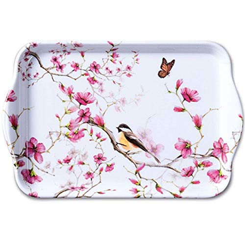 Ambiente Bird & Blanc Blossom individuelle mélamine Plateau thé 21cm x 13cm