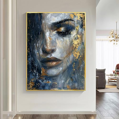 Retrato femenino abstracto en lienzo de 20x30cm para renovar paredes pequeñas