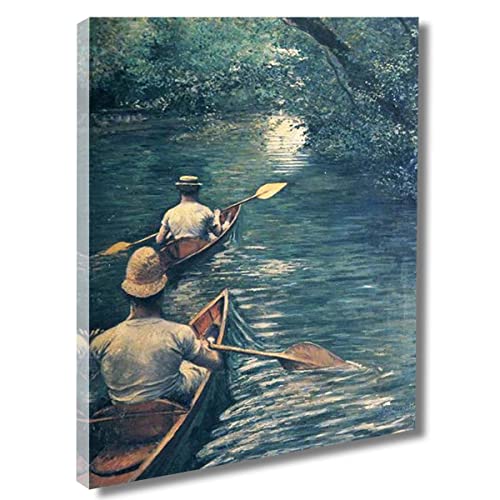 Art mural avec Les Canoës de Caillebotte impression sur toile encadrée pour chambre