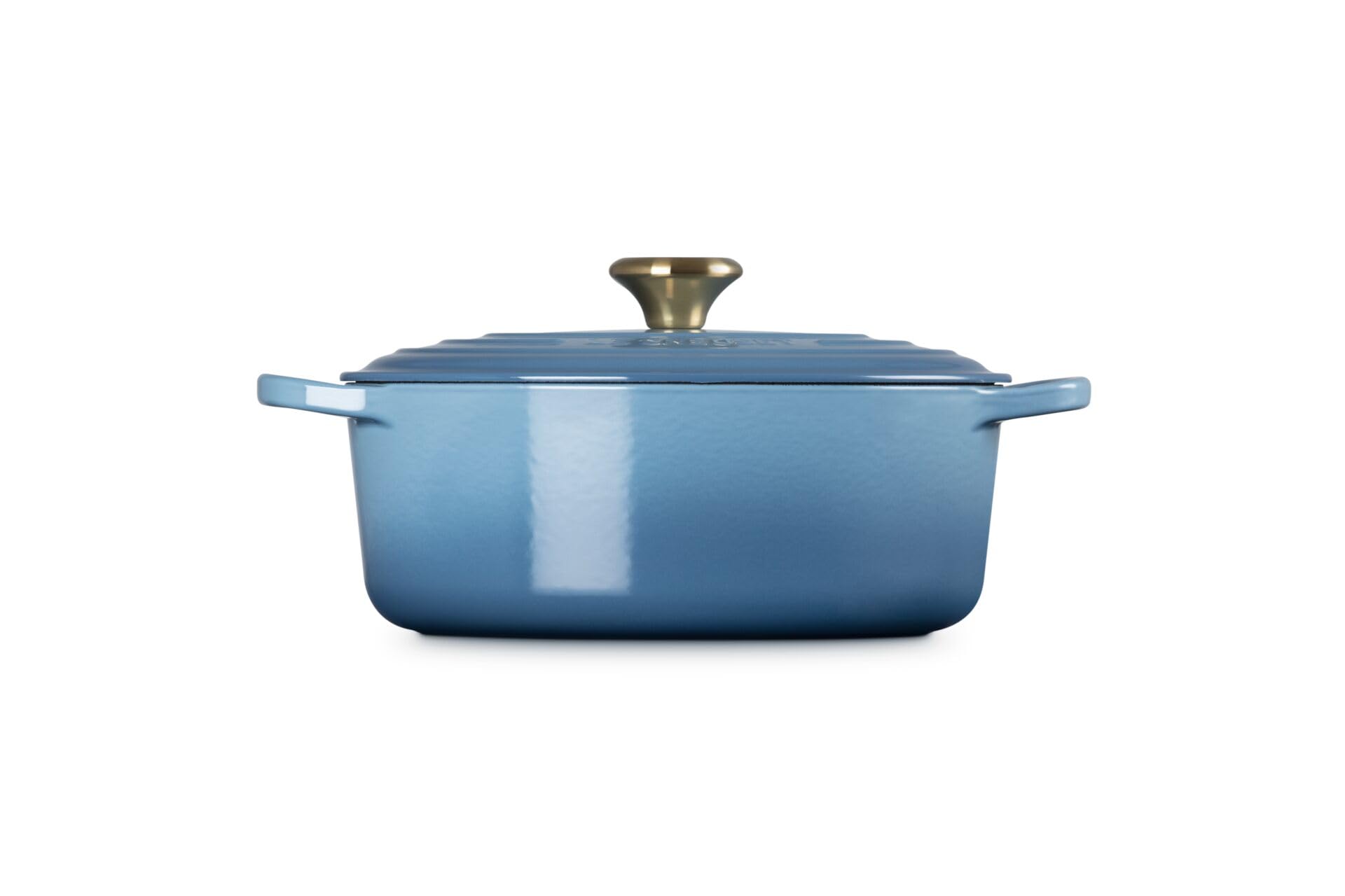 Le Creuset Signature Gusseisen-Bräter mit Deckel, Ø 27 cm, Oval, Für alle Herdarten und Induktion geeignet, Volumen: 4,1 l, 4,425 kg, Chambray, 21178274344441
