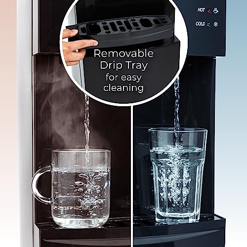 Igloo Top Loading Water Cooler – Hot & Cold Dispenser – Sleek Black, Holds 3 & 5 Gallon Jugs, Child Safety Lock – for Homes, Kitchens, Offices, Dorms
