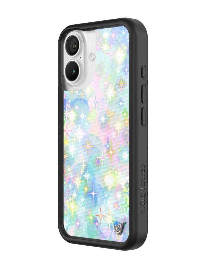 Image of Wildflower Cases - Compatible with iPhone 16 | Protective Black Bumper, 6.5ft Drop Test Certified, Women Owned Small Business | Watercolor Pink Blue Diamonds Trendy Girly Cute | Sparkle City