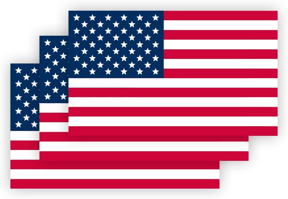 Ignixia American Flag Decals USA Flag Car Stickers (Pack of 03) Patriotic Decals 5x3 Inches American Flag Stickers