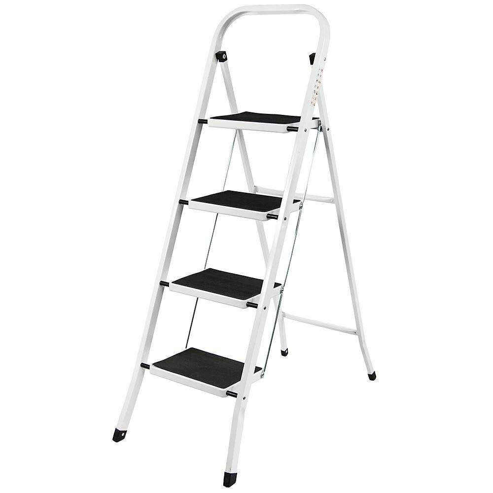 Superior 4 Step Ladder Non Slip Tread Safety Kitchen Heavy Duty Ladders, 5 Year Warranty