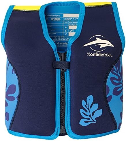 Konfidence The Original Jacket - Children and Youth Swim Jacket (Navy/Blue Palm 4-5 Years)