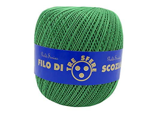 filati italiani Cotone Filo di Scozia 100g Titolo 5-8 - 12-16 (Verde - 253, 8)