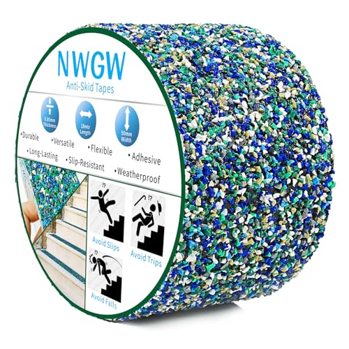 Image of Waterproof Tape for Pools, 4 inch x15FT Heavy Duty Anti Slip Stair Treads Outdoor Tape Non-Slip Rubber Grip Tape Shower Strips Slip Resistant Tape Traction Tape for Stairs Showers Bathroom Trails