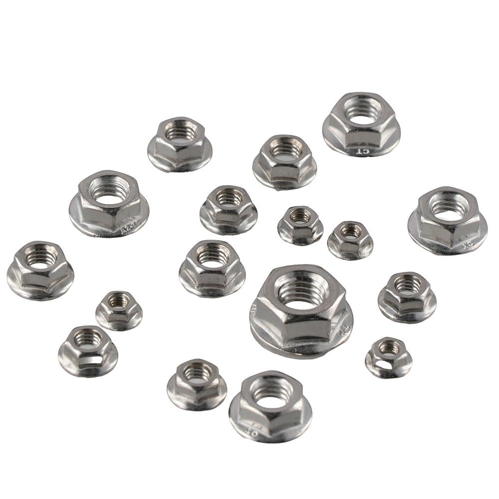 Upluckey Serrated Locknuts 70 Pcs Stainless Steel Durable Bright Finish Flange Hex Lock Nuts with Storage Case Hexagon Nuts Set - Image 4