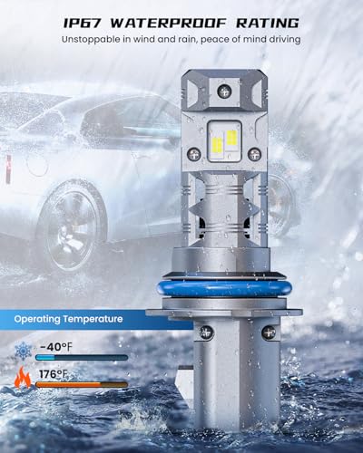 Image of FRANXI 9007 /HB5 Bulbs 60W Super Bright Fog Light, Hi /Low Beam, 2pcs | 1:1 Mini Size, 16000LM, 6000K Cool White Plug and Play, IP67 Waterproof Accessory Light., Pack of 2