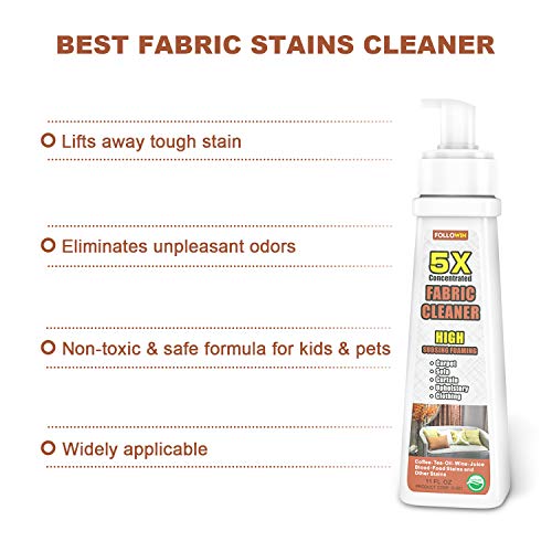 FOLLOWIN Heavy-Duty Fabric Cleaner Spray Carpet and Upholstery Cleaner for Furniture, Car, Couches, Sofa, Carpets, Rugs, Curtain, Clothing Pet & Child Safe (11 Oz)