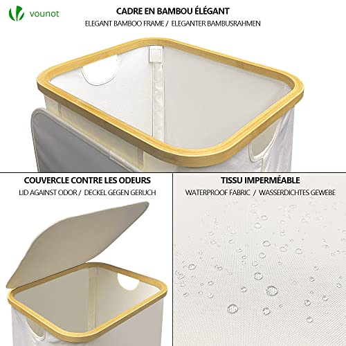 VOUNOT Foldable Laundry Basket 100L with Lid Handles - Image 2
