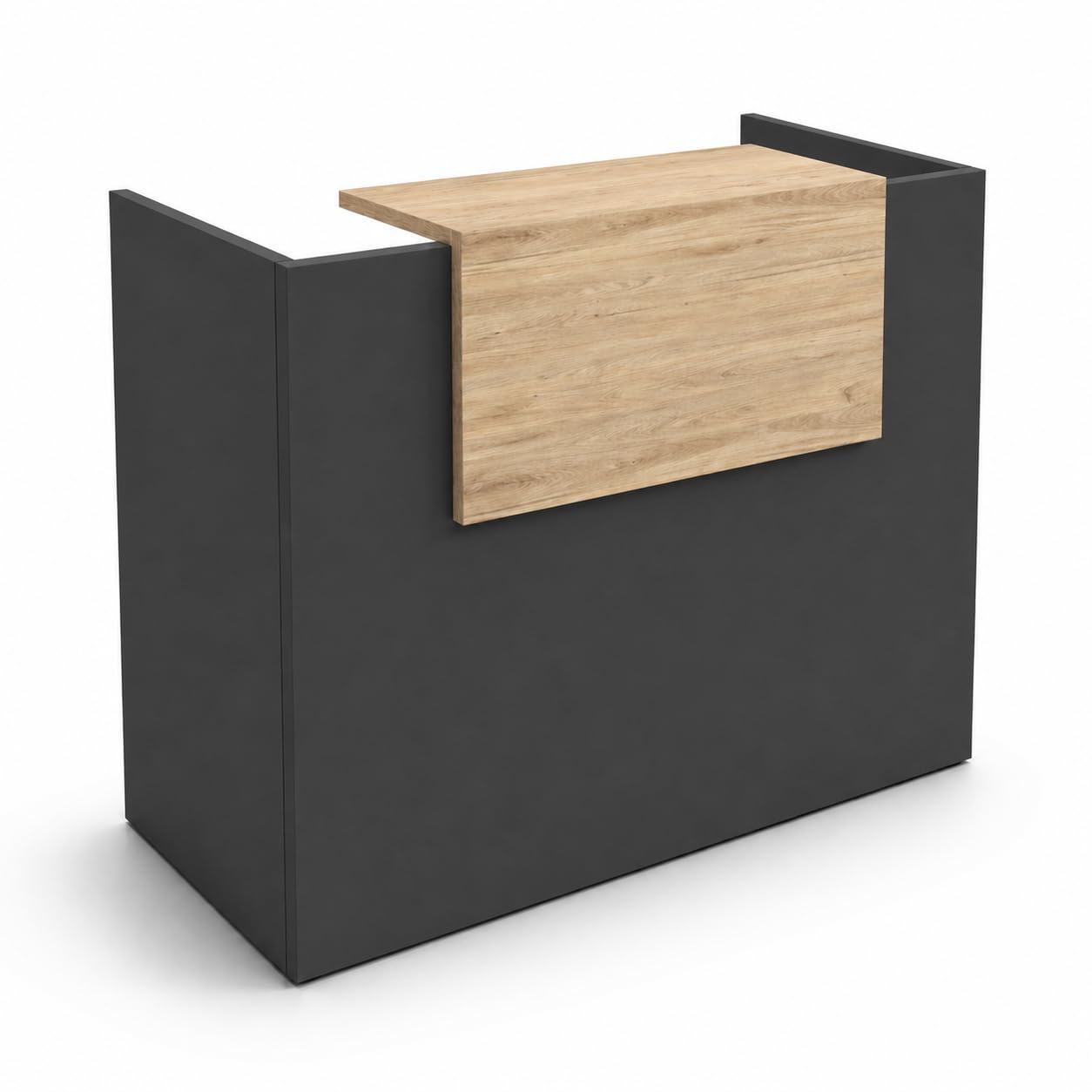Mostrador de Recepción y Oficina Gris Antracita y Roble. Fabricado en España (100cm Ancho)