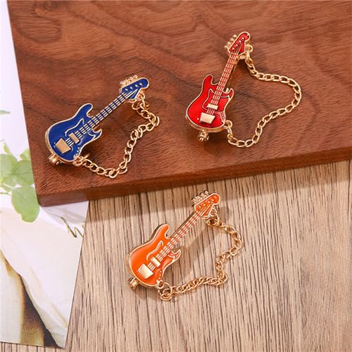 Image of Guitar Tassel Chain Brooch Pin Cute Enamel Musical Instrument Badges on Backpack Guitar Brooches Badges Pins Present Gifts Accessories Brooch