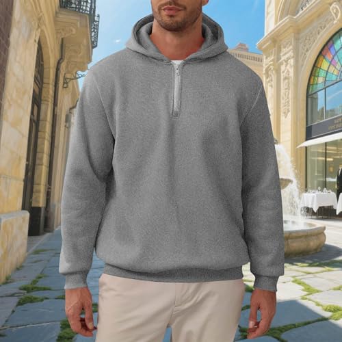 Men's Quarter Zip Hoodie Sweatshirt Fall Lightweight Casual Long Sleeve 1/4 Zip Pullover Athletic Workout Hooded Tops2