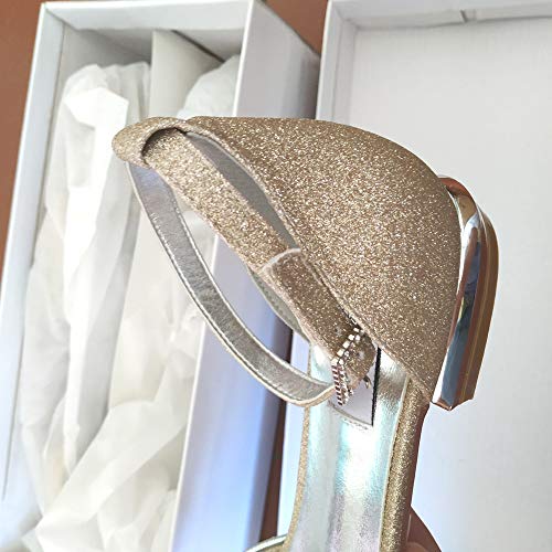 Creativesugar Women Flat Dress Shoes, Pointed Toe D'Orsay Ankle Strap with Pearl Crystal Bridal Wedding Flats (10, Rose… - Image 4
