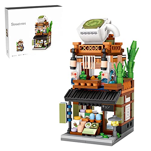 TASS Technik Matcha Shop Modular 379Pcs City Japanese Street View Stadthaus Architektur Bricks Modell Kompatibel mit…