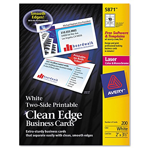 Averyamp;reg; - Two-Side Clean Edge Laser Business Cards, 2 x 3 1/2, White, 1000/Pack - Sold As 1 Box - Customize Both Sides of Your Business Cards.