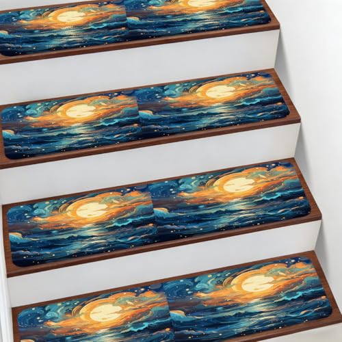 Alfombra para peldaños de escalera de diseño abstracto y alta resistencia al tránsito 2