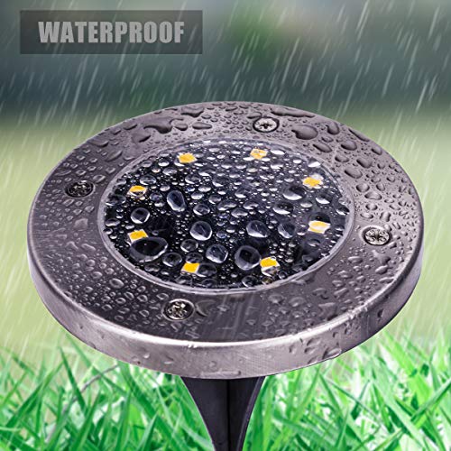 image for Solpex Solar Powered Disk Lights, 8LED Solar Ground Lights Outdoor Wat