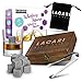 LACARI juego de piedras para whisky 9pc | Cubitos de hielo reutilizables | Set de regalo con caja de madera, pinzas y bolsa de tela | Sin que el whisky, ron o gin se aguacha