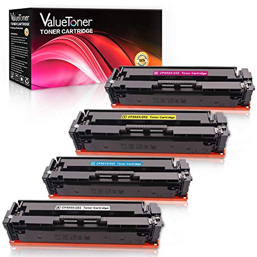 Valuetoner Compatible Toner Cartridge Replacement for HP 202X 202A CF500X CF500A High Yield to use with Laserjet Pro MFP M281fdw M254dw M281cdw Printer (1 Black, 1 Cyan, 1 Magenta, 1 Yellow, 4-Pack)