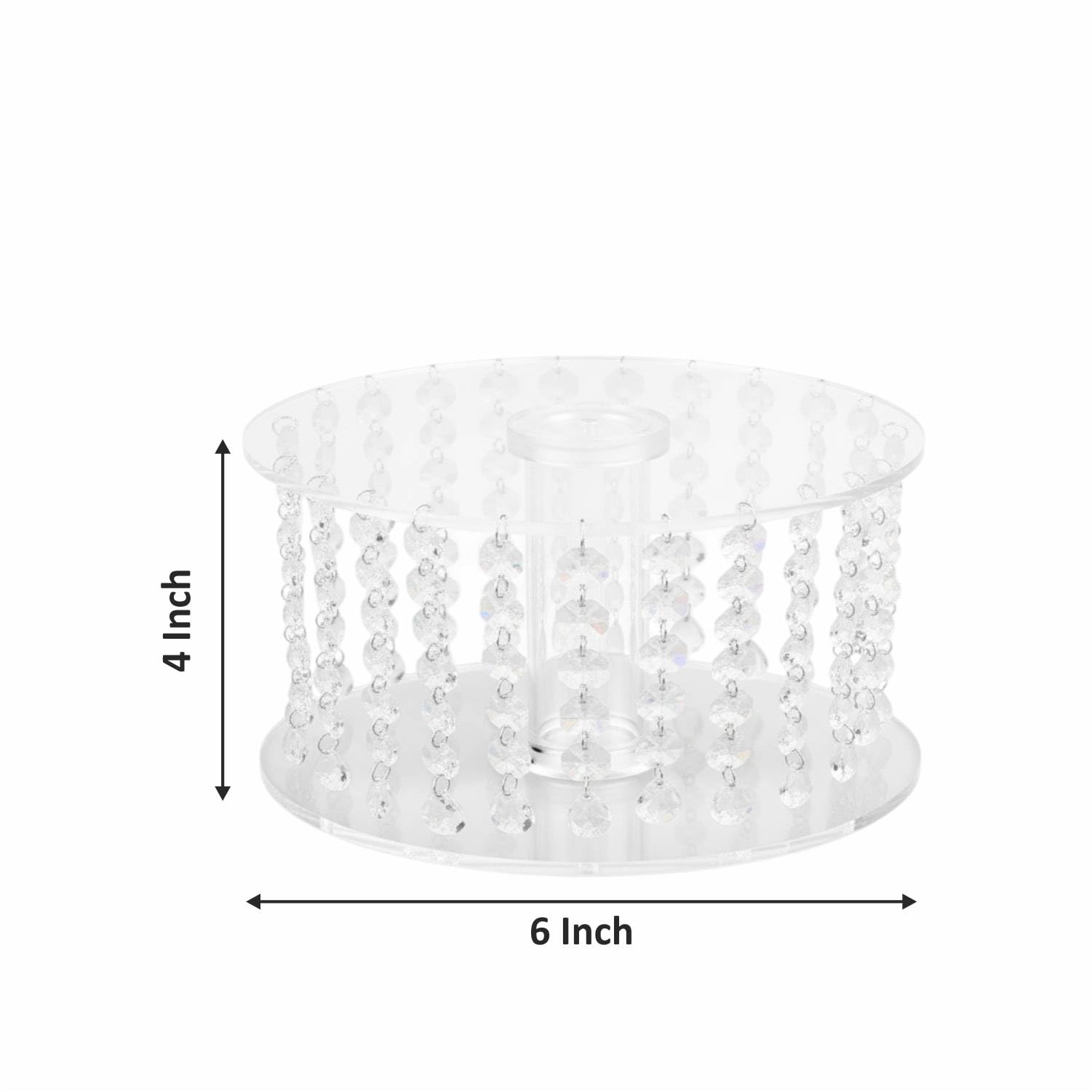 OM KRAFT Acrylic Cake Spacer with Crystal Beads & LED Lights - 6 Inch Round Clear Cake Separator Stand for Tiered Cakes, Wedding Cakes, Birthday & Party Decoration (6 x 4 Inch) 1