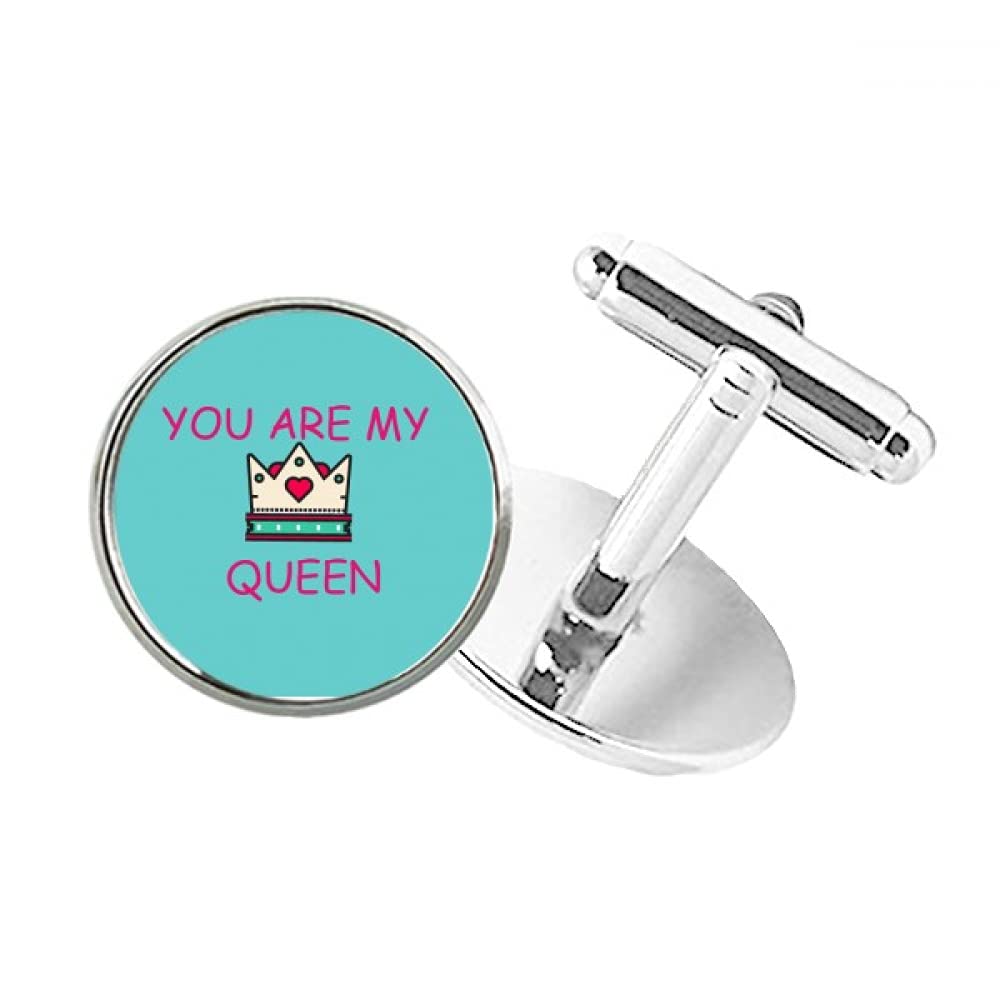 My Queen Royal Regina Majesty Round Button Cuff Clip Stud Cufflinks