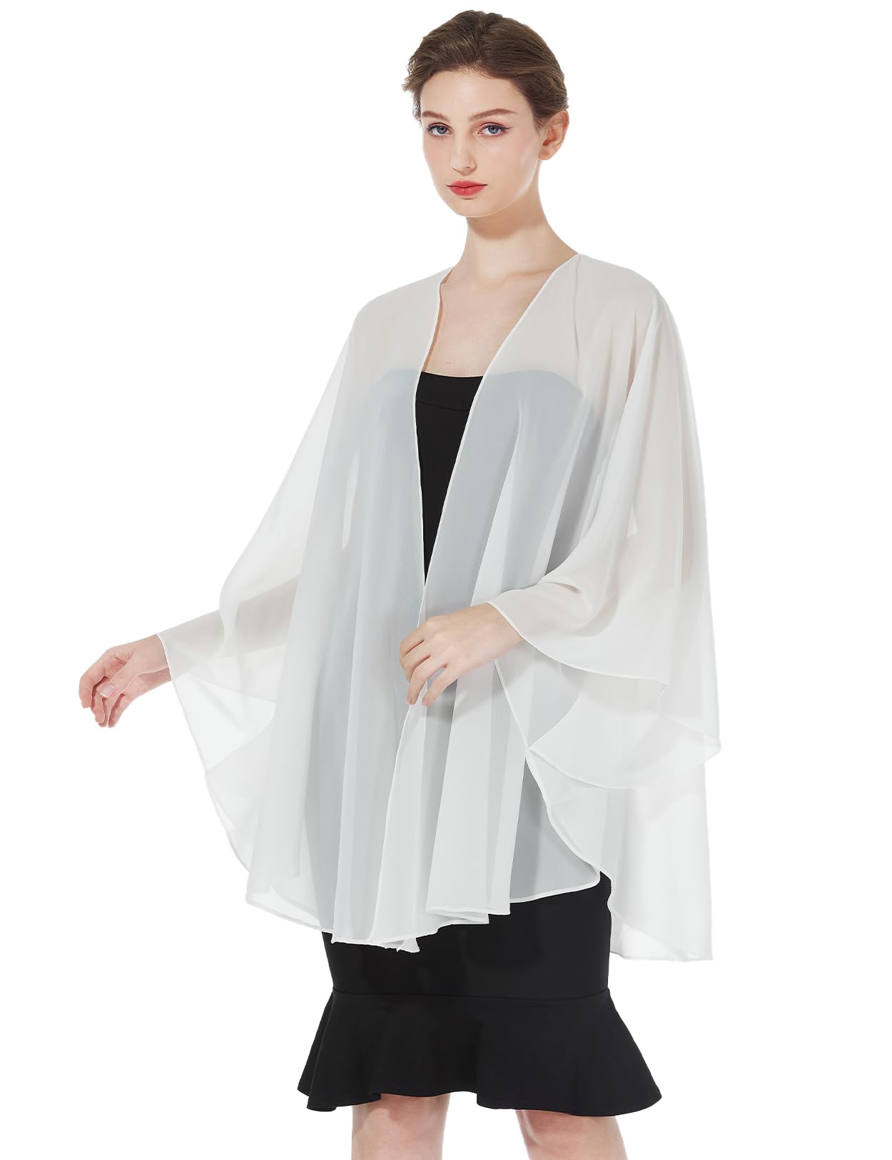 BEAUTELICATE Kimono Cardigan En Mousseline De Soie Femme Boléro Couverture Avec Manche Veste Transparent Grande Taille Pour Soirée Mariage Mariée Cérémonie D’été