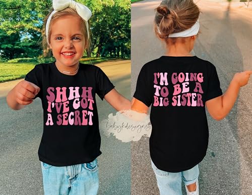 Image of LOTUCY Big Sister Shirt for Toddler Girls Cool Big Sis Club Tshirt Promoted to Big Sister Announcement Outfits