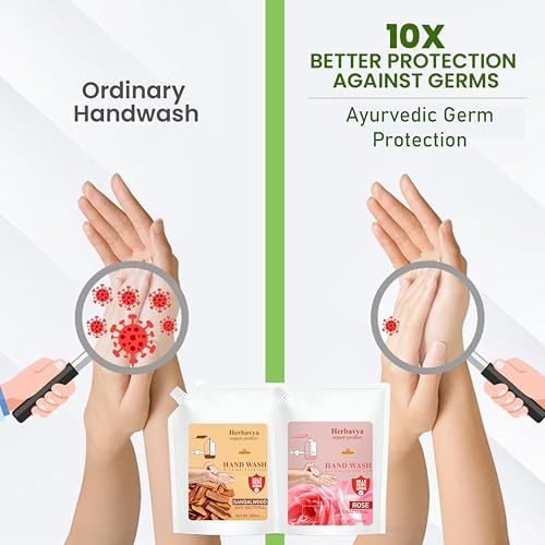 Image of Khadi Ayurvedic Rose Hand Wash - Luxurious Herbal Cleanser with Calming Rose Aroma | Moisturizing, Antibacterial & Soft on Hands - 1000ml. (Refill Pack)