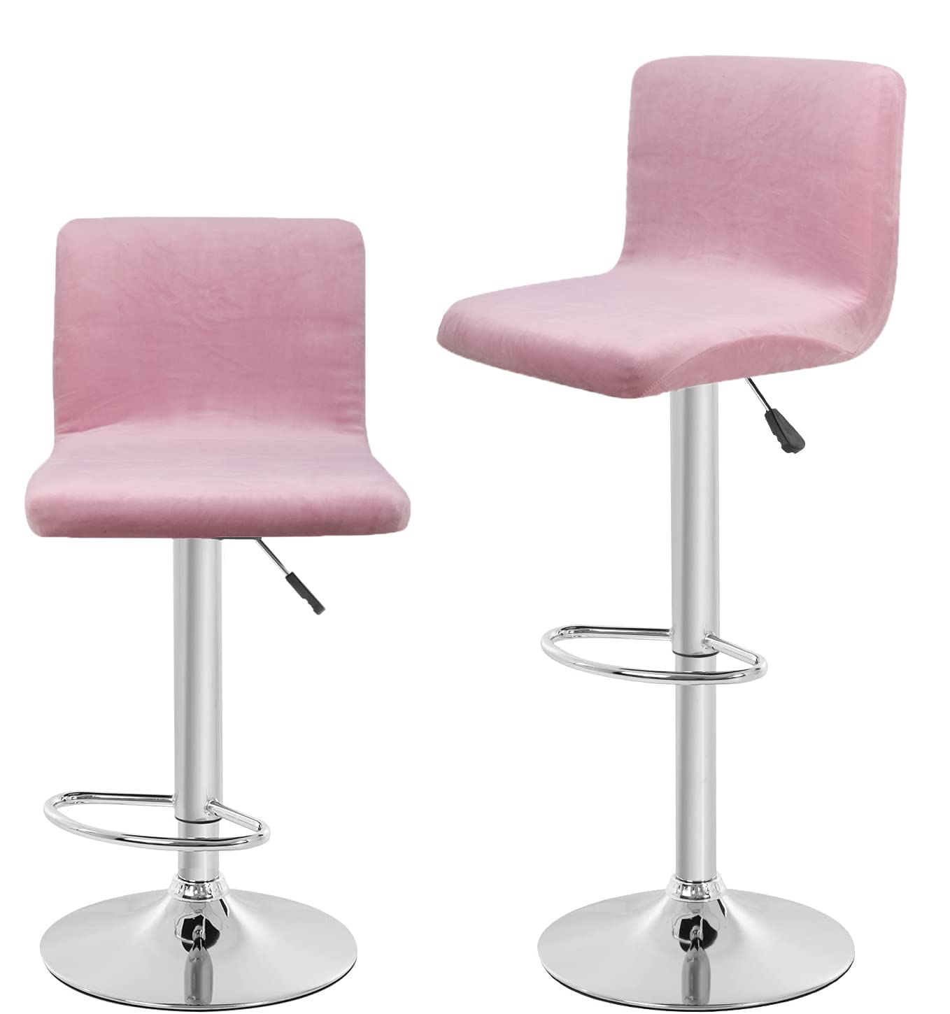 SONNACH Velvet Bar Stool Seat Covers, Square Barstool Covers Slipcovers,Counter Height Chair Covers (2, Pink)