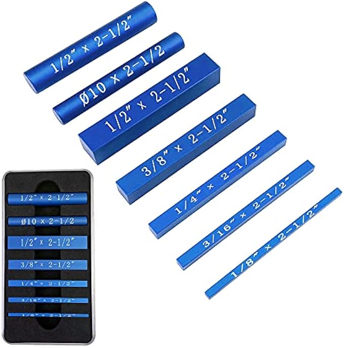 Setup Blocks Height Gauge Set, 7Pcs Precision Aluminum Setup Bars with Laser Engraved Size Markings, Vertical Block Woodworking Measuring Tool for Router and Table Saw Accessories (Blue)