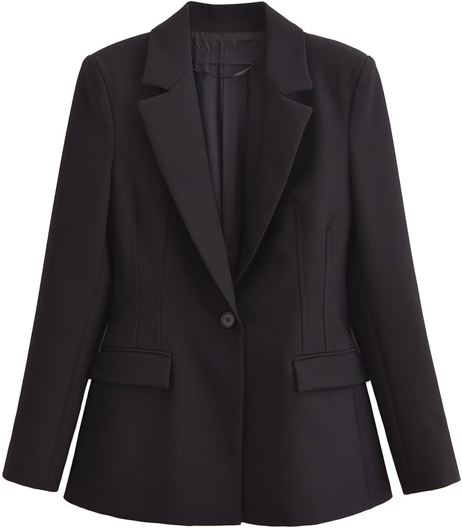 FUNSEED Blazers for Women, Business Casual for Work Professional, Long Sleeve Lightweight Solid Color Coat