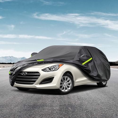 Image of Kaugung 7 Layers Hatchback Car Cover Universal for 2011-2025 Hyundai Elantra GT, Waterproof All Weather Resistant Outdoor Sun Rain Dust Snow Protection.(USA Warehouse,Within 3-7 Days) Black