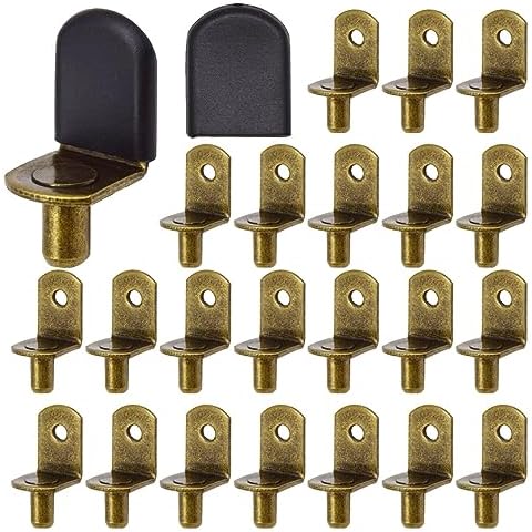 Ruidee 30Pcs Shelf Pegs L-Shaped Metal Cabinet Shelf Clips with Rubber Sleeve (Bronze) Cover