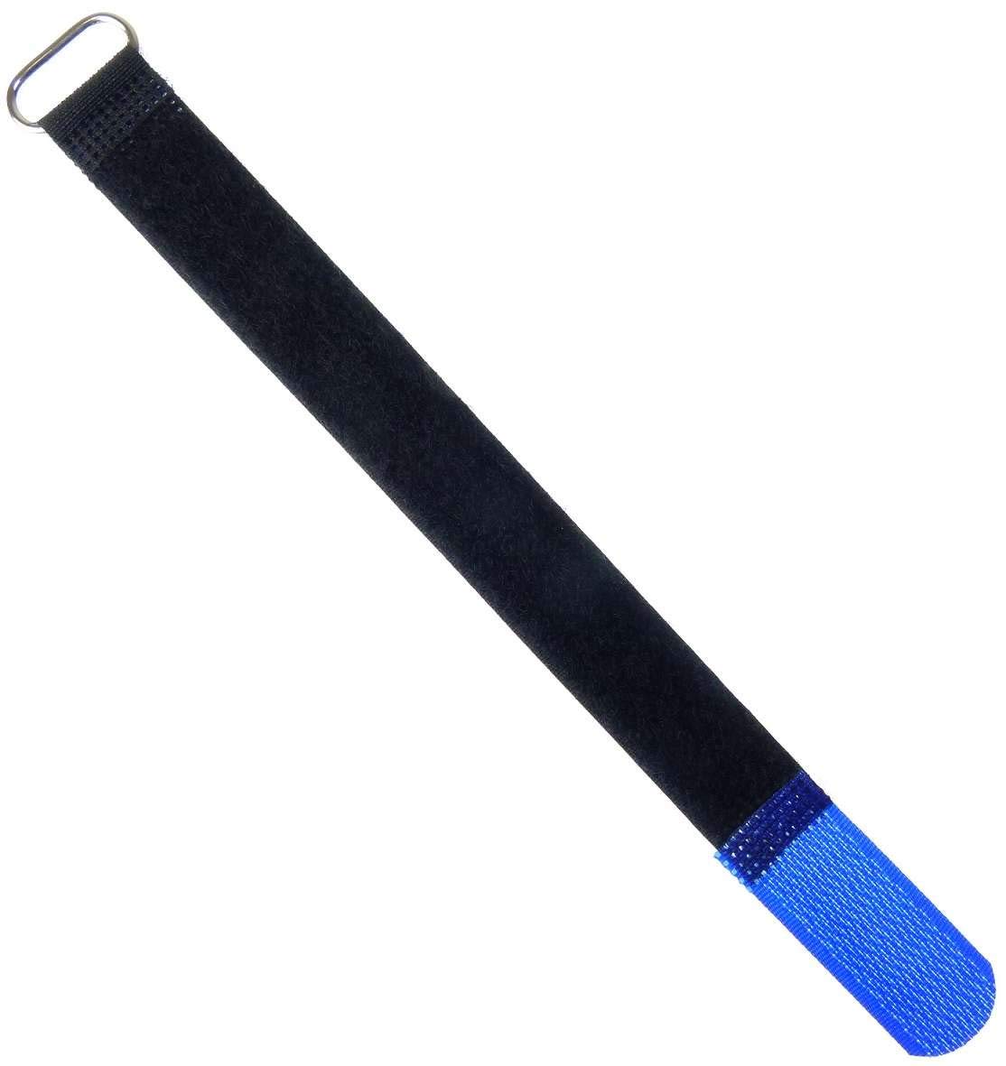 100x Klett‑Kabelbinder Wiederverwendbar – 20 Cm Lang, 20 Mm Breit, Blau/schwarz, Mit Metallöse, Zum Bündeln & Ordnen