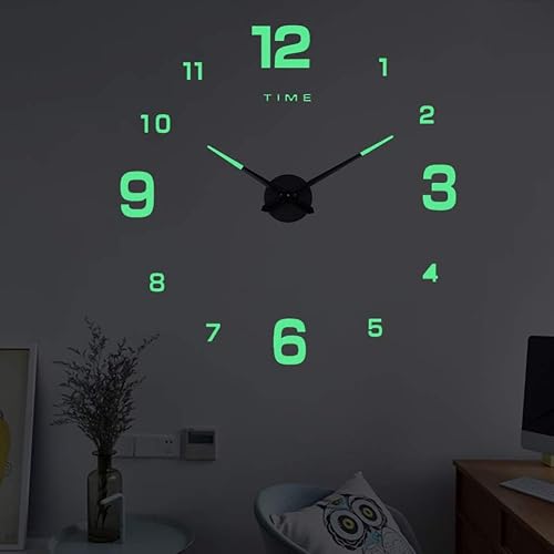 ZWYY Reloj de pared grande y luminoso moderno 3D creativo con función de luz nocturna para decoración de pared brilla en la oscuridad reloj colgante