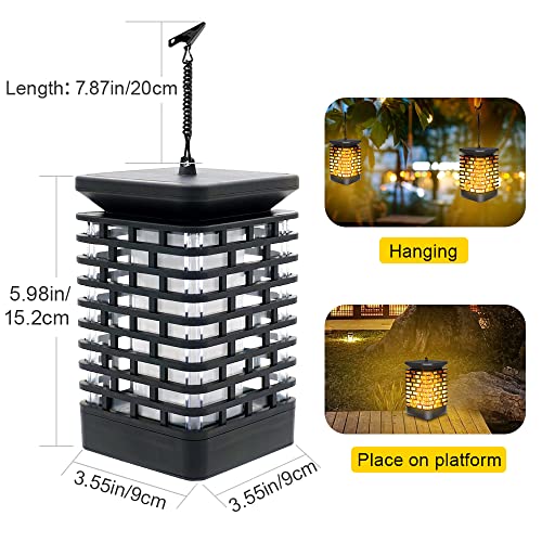 Arzerlize Solar Lanterns Outdoor Hanging Lights Waterproof, Usb Or Solar Powered Flickering Flame Hanging Lantern Lights Outdoor Christmas Decoration For Garden Patio Porch Camper Deck 99Led Yellow 2P #TOP3
