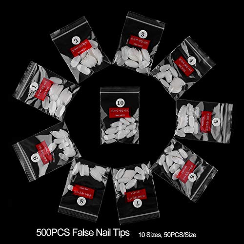 Andoer 500 unidades/conjunto Sistema de unhas com pontas de unhas falsas para UV GEL Acrílico Nail A