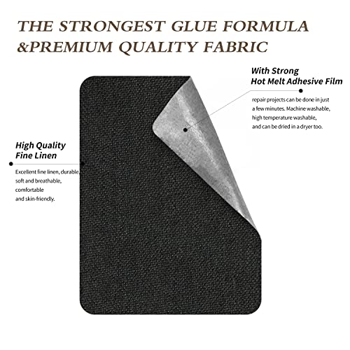 Image of King Mountain Premium Linen Fabric Iron-on Repair Patch, Inside&Outside Fabric Repair Patch, 3 inchx60 inch with Backing Glue Linen Repair Decorative Patch kit (Linen-3 inchx60 inch, Black)
