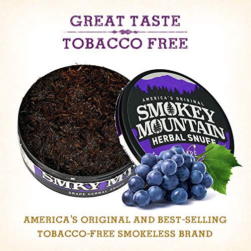 Smokey Mountain Herbal Long Cut – Grape – 5 Can Box - Tobacco Free And Nicotine Free Snuff #TOP6
