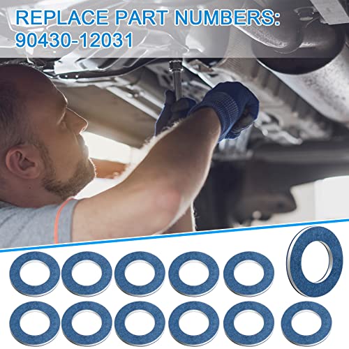 Mudder 100 Pieces Aluminum Engine Transmission Fluid Oil Crush Washers Drain Plug Gaskets, Compatible with Toyota, Scion Part 90430-12031
