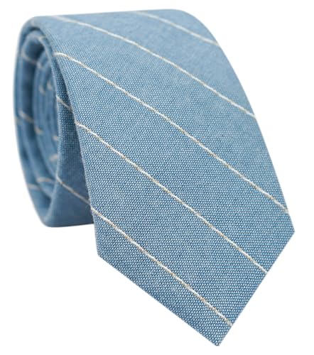 Image of BELLUNO Men's 2.5 inch Skinny Solid Cotton Linen Ties