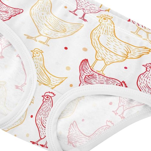 Joisal Fancy Toddler Girls Underwear 2t Cotton Girl Panties Cute Cartoon Chickens White Briefs Undies Kids4