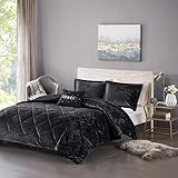 Intelligent Design Felicia Duvet Set Velvet Double Sided Diamond Quilting, Modern Glam,All Season...