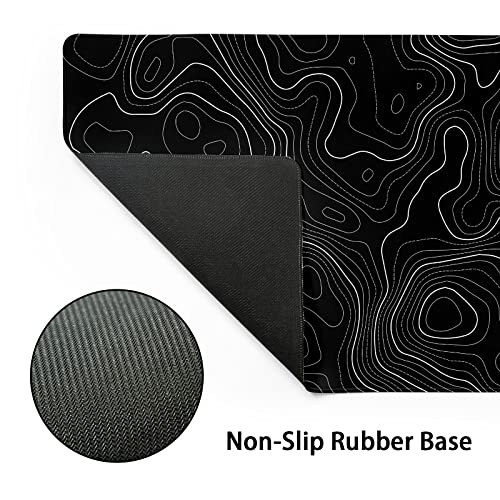 Mouse Pad XL Topo Geographic Map Black 31.5×11.8 in miniatura 3