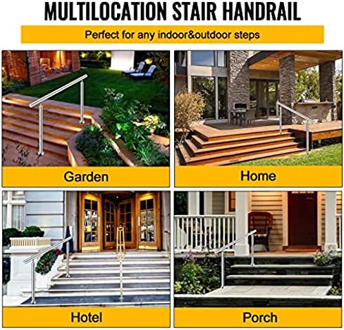 Stainless Steel Handrail, Silver Stair Handrail Load, Angle Adjustable Hand Rails For Outdoor Steps, Stair Rail Fits Steps With Complete Screw Kit,55’’X34’’ Inch #TOP7